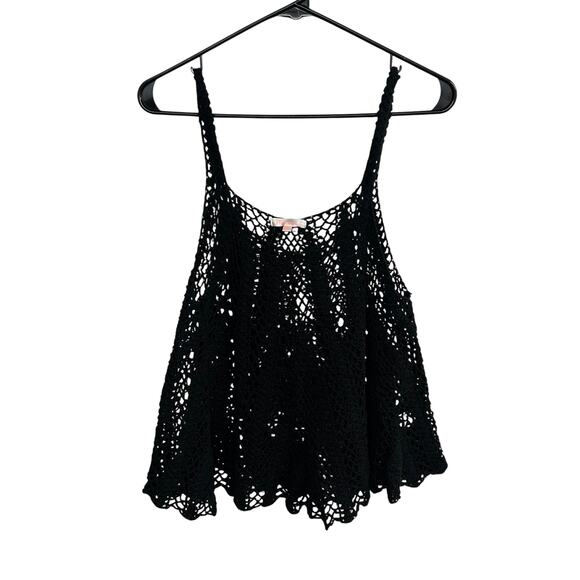 Boho Crochet Knit Tank Top Mavenie Black Festival Dark Feminine OS - Picture 1 of 6